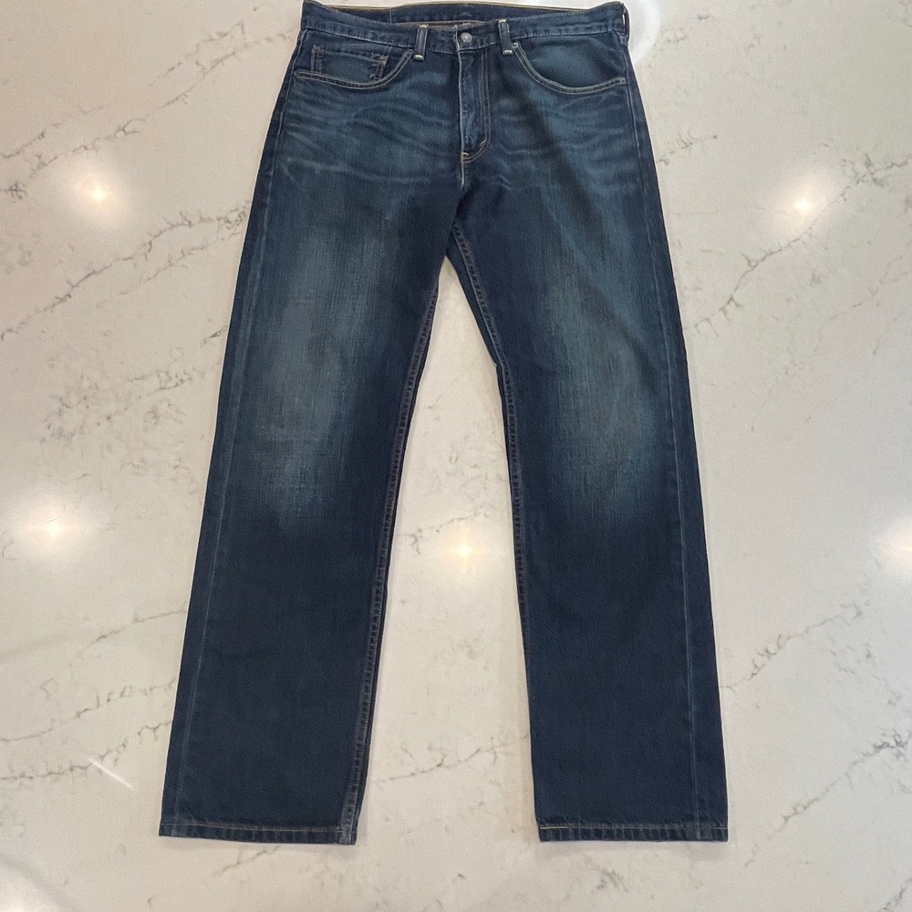 Levi's 505 Regular Fit Jeans Mens 34x32 Dark Wash Straight Leg Denim Classic